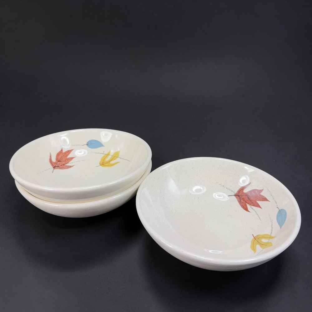 Franciscan Autumn Earthenware Fruit‎ Dishes Bowls Set of 3 MCM Leaves 5 Inch